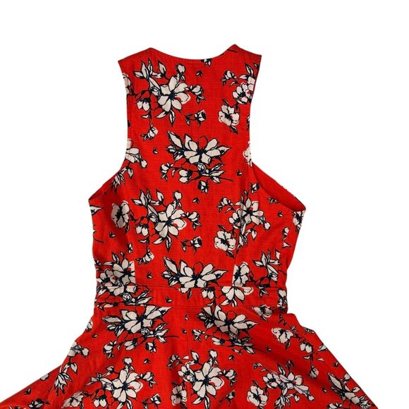 Abercrombie & Fitch Dress Womens XS Red Floral Crisscross Halter Skater Keyhole - Picture 9 of 13